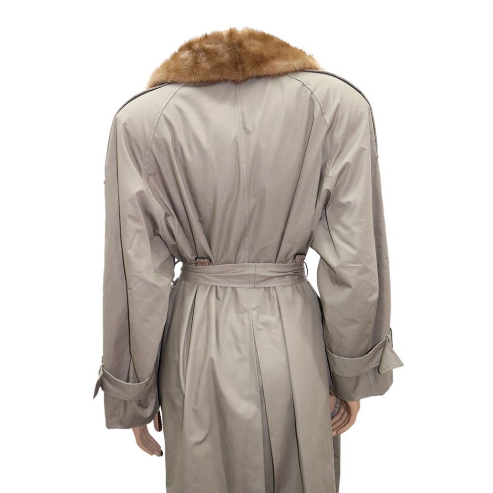 TIMELESS Vintage Classic Belted Trench Coat with Fur Collar L-XL - Picture 6 of 8